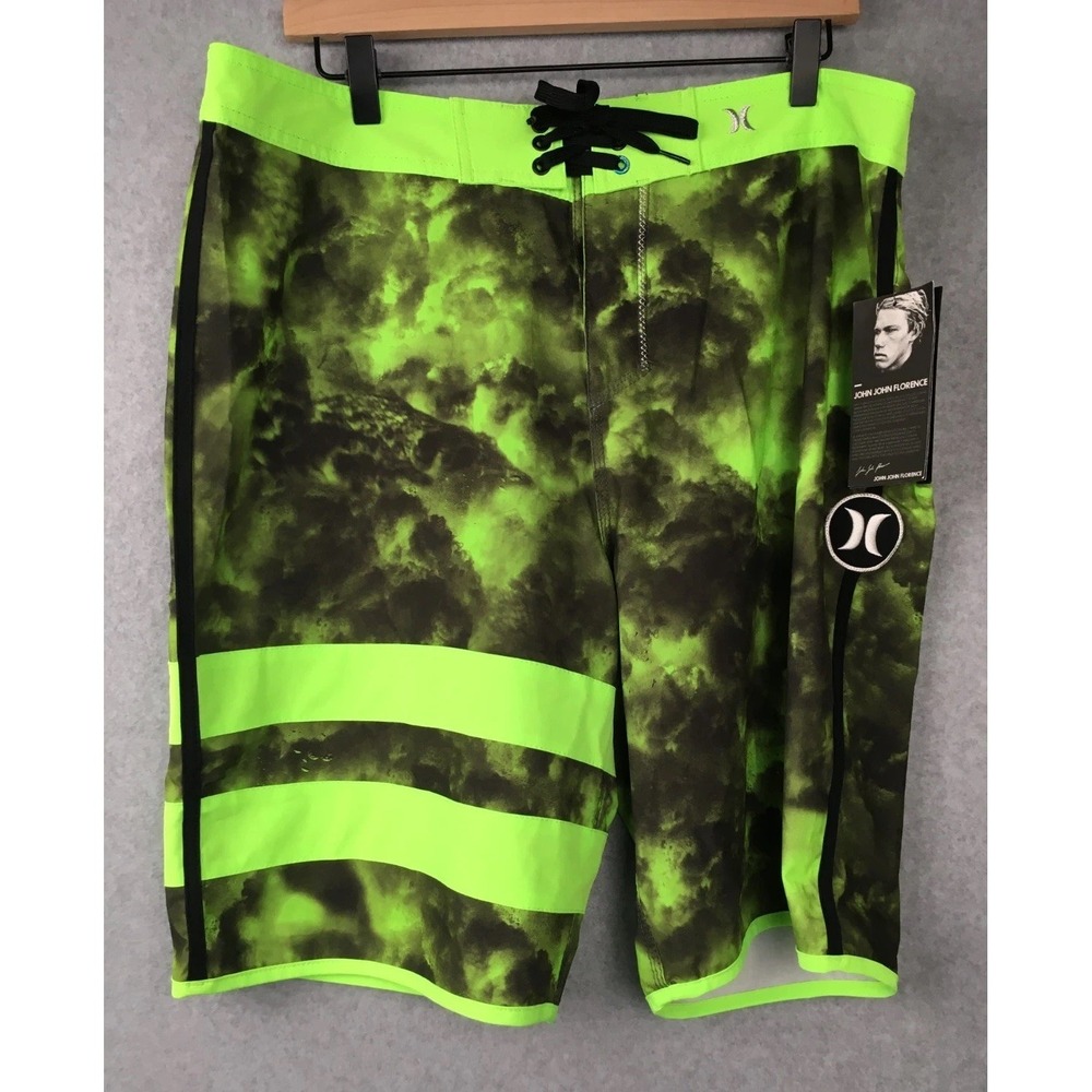 New Hurley Phantom John John Florence JJF Phantom 3 Boardshorts Size 34 Green